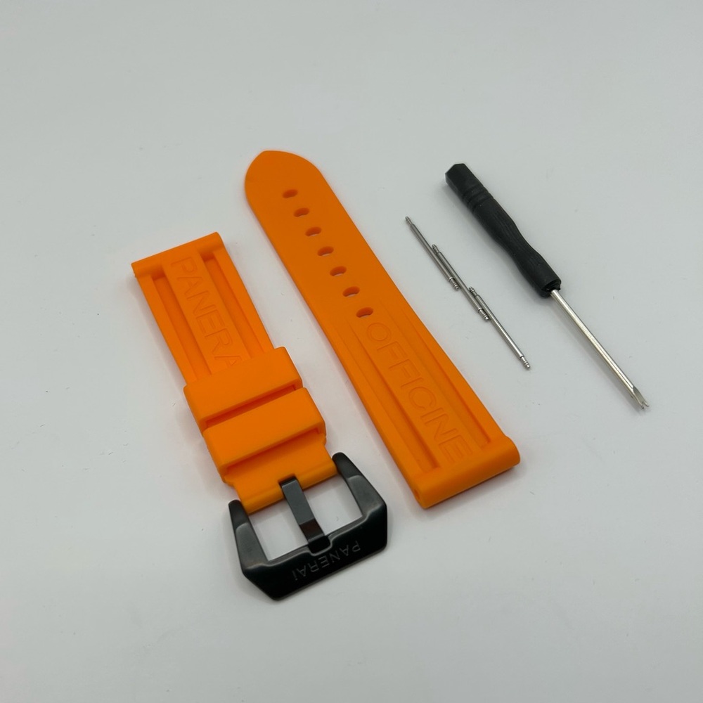 Panerai Rubber Strap 24mm W/ Black Buckle in ORANGE or BLACK Color